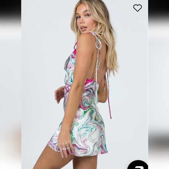 Princess Polly Cherish Mini Multi Swirl Tie Strap Cowl Neck  Slip Dress Sz 2 NWT - Picture 3 of 16